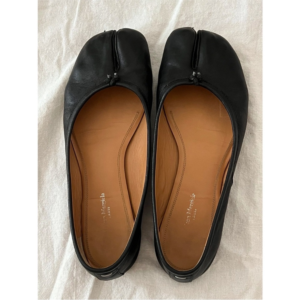 Maison Martin Margiela Black Leather Tabi Flat